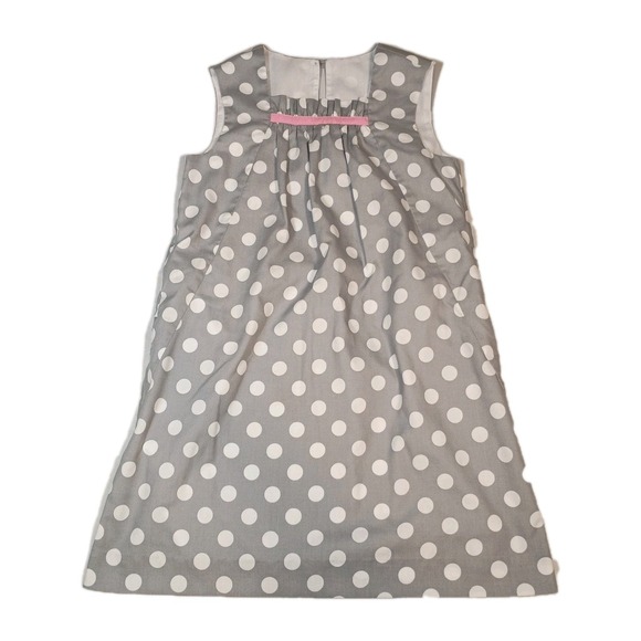 Kelly's Kids Polka Dot A-line Dress Girls 7/8 Grey Lined Pockets Sleeveless - Picture 1 of 10
